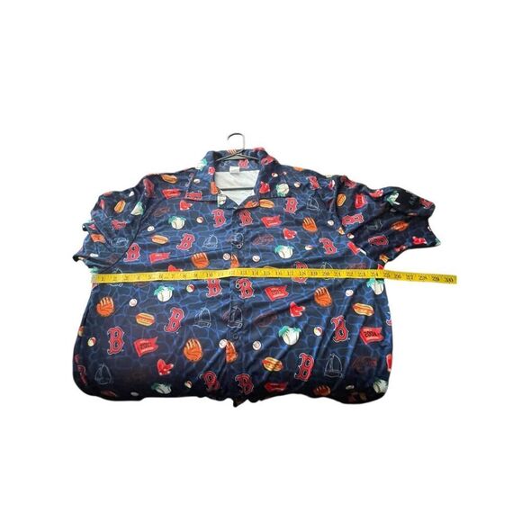 Boston Red Sox Mens Multicolor Graphic Print Hawaiian Button Up Shirt Size XL - Picture 4 of 12